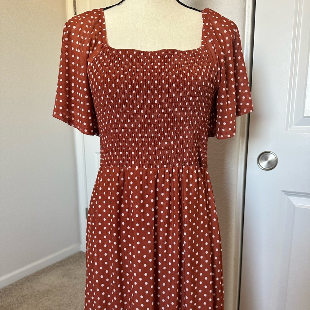 Siren Lily Orange Polkadot Maxi Dress